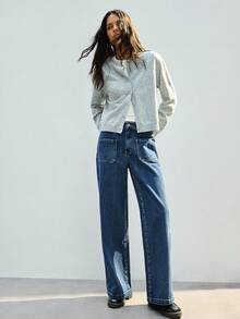Maija Jeans casual da donna a gamba dritta, lavati, adatti per pendolarismo, lavoro, abbigliamento casual, eleganti per l'estate, San Valentino, feste, vacanze - Blu lavato medio - Visualizzare 7