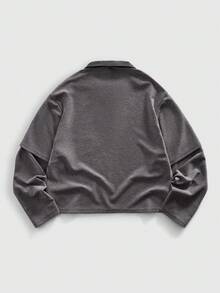 ROMWE MEN Men's Long Sleeve Mock Neck Anime Graphic T-Shirt - Dark Grey - View 2