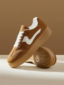 CUCCOO EASI 女士休闲厚底厚底运动鞋，时尚百搭 - 卡其色 - 查看 9