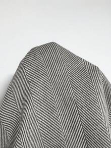 EMERY ROSE Women's Herringbone Turn Collar Double-Breasted Suit Jacket - Grey - View 7