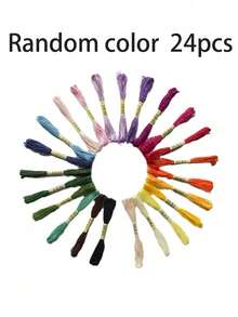 24件套十字绣线套装，棉质绣线，适用于DIY缝纫、布贴和拖鞋制作