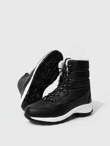 OUTDOORSY Giày bốt đi tuyết đế dày đa năng thời trang dành cho nữ, mùa đông - màu đen - Xem 5