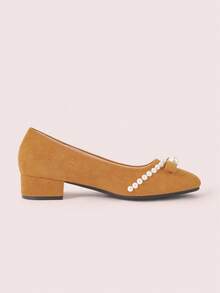 CUCCOO DOLLMOD Women's Elegant Commuting Pumps With Pearl Decoration For Christmas - Yellow - View 10