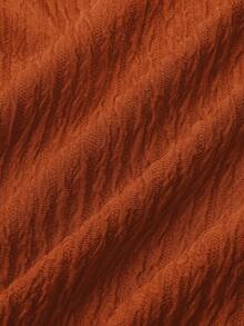 SOLERSUN 女款杏色优雅V领长袖T恤阔腿裤两件套不对称下摆两件套日常休闲女装春夏无袖短袖 - 棕色 - 查看 4