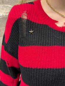 SHEIN EZwear Große Größen Halloween Schwarz & Rot Strass Vintage Pullover in Große Größen - Verschiedenfarbig - Übersicht 6