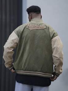 Heavens Edit 男士飞行员夹克春秋休闲情侣潮流夹克 - 綠色 - 查看 2