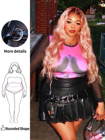 Enliva Obviously_ebony Plus Size/Western Wear Women's Pleated Mini Skirt, Fashion For Holiday, New Year, Valentine's Day, For Apple Rounded Body Shape