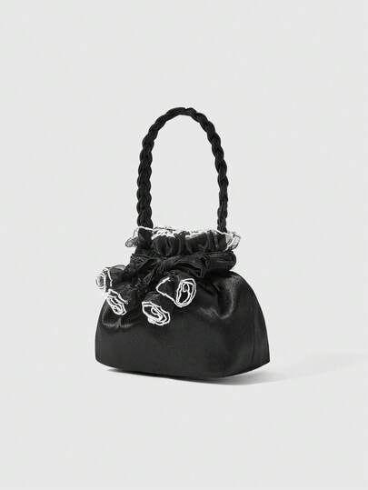 Fairycore Borsa da donna elegante e alla moda con decorazione floreale 3D