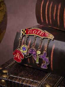 HARRY POTTER X SHEIN 1pc Fashionable Women's Cute Cartoon Series Brooch, Lightweight Luxury Niche, Casual Stylish, Suitable For Party, Concert/Festival - Gold - View 3