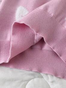 Tween Girls Cute Pink Sweater, Oversized Bow Knit Pullover, Loose Fit Long Sleeve Cropped Top, Soft Back-To-School Clothes For Autumn Holiday - Pink - View 8