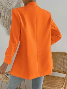 GENKIRA Solid Color Shawl Collar Blazer Fall Cloth For Women - Orange - View 2