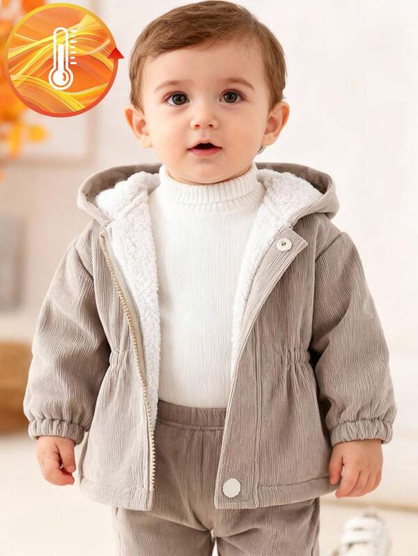 Souflis Souflis 1 pieza Chaqueta con capucha con cremallera frontal y forro de pana para bebé niño unisex de 6 meses a 3 años, adecuada para ir y venir, la escuela, uso casual, viajes, deportes, hogar, ropa de exterior para bebé, otoño/invierno, sudadera con capucha para bebé niño/niña de 6 meses a 3 años, ropa de primavera/otoño para bebé niño/niña, chaqueta de primavera para bebé niño/niña, ropa de otoño para bebé niño/niña