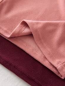 4pcs/Set Girls Young Girl Far Infrared Heating Textured Fabric Long Sleeve Top And Long Pants Underwear Set, Versatile Basic Autumn/Winter