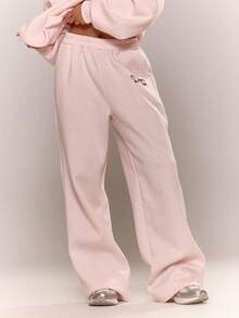 MUSERA 印花阔腿慢跑裤，仅裤子，舒适休闲两件套，适合外出休闲、咖啡、夜店等场合。 - 粉色 - 查看 2