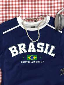 SHEIN 青少年女孩修身休闲简约舒适圆领修身长袖 T 恤，适合夏季 - 彩色 - 查看 3