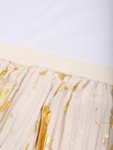 Franclia 大码女式常规法式褶裥金箔长裤，春秋季 - 杏色 - 查看 3