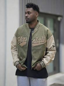 Heavens Edit 男士飞行员夹克春秋休闲情侣潮流夹克 - 綠色 - 查看 1