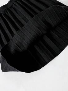 Sparklyn Girls Sweater & Pleated Skirt Set, Suitable For Halloween, Christmas, Holiday Matching, Cute Academic Style, Versatile All-Match Outfit Black Midi Skirt Pleated Skirt Black Cute Light Brown Sweater Cheetah Print Long Sleeve Top Leopard Print Sweater