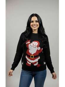 Sueter de navidad para mujer de punto ideal para fiestas y cena de navidad - Negro - Ver 1