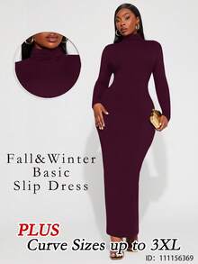 Radiana Vestido Básico Diário Elegante e Sexy para Mulheres Plus Size, Gola Alta, Modelagem Justa, Adequado para Uso Diário e Apresentações de Música Country - Vinho - Visão 8