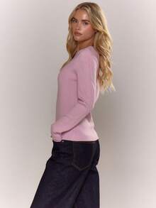 MUSERA Pull col rond tricoté à manches longues, décontracté pour les vacances, l'aéroport, les jours fériés, la rentrée scolaire en hiver, élégant pour le printemps et l'été - Lilas - Voir 4