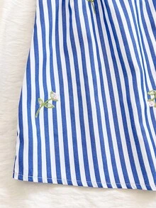 Soleia 女士春夏度假嘉年华邮轮水彩印花扭结露背连体裤，宽松版型，适合派对、约会、情人节、叠穿 - 藍白色 - 查看 5