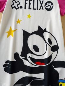 SHEIN Felix The Cat Young Girl Summer Cartoon Pattern Cute & Colorful Short Sleeve Dress - Multicolor - View 4