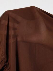 Femmeverse Plus Size Women Layered Ruffle Trim Long Sleeve Casual Top, Elegant Style For Holiday Fall - Coffee Brown - View 6