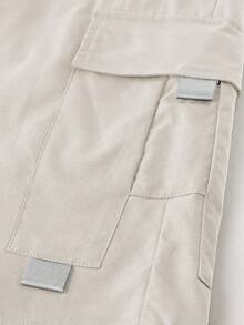 Manfinity Homme 男式实用口袋抽绳腰休闲短裤 - 米色 - 查看 7