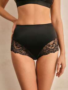 Charlaine Women's Elastic Waist Contrast Lace Bikini Briefs