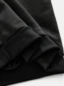 ROMWE MEN Men's Anime Character Print Long Sleeve Casual Hoodie - Black - View 5