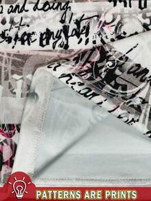 INAWLY 大码女式 Y2K 甜美 2000 年代粉色天使爱心印花，黑灰条纹单肩长袖 T 恤，非常适合返校季，也是送给女朋友的好礼物。 - 彩色 - 查看 4