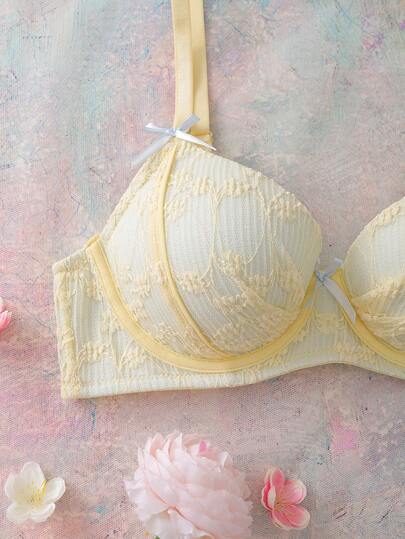 FloralLove Floral Padded Underwire Balconette Bra With Embroidery, Romantic Floral, Comfortable, 3/4 Cup