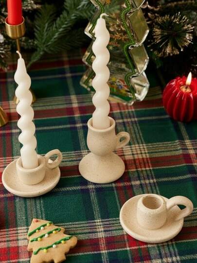 Cirelle 1 件复古纯色陶瓷烛台，陶瓷蜡烛香薰扩散器支架，适用于家居装饰、摄影道具、客厅、咖啡桌、厨房餐桌烛光晚餐、节日装饰（仅陶瓷烛台，不含蜡烛）