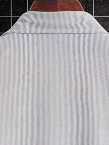 Manfinity Homme 男士纯色单排扣休闲长袖衬衫 - 淺灰色 - 查看 5