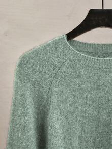 Franclia Women's Solid Color Round Neck Raglan Sleeve Sweater And Knitted Skirt 2-Piece Set - Green - View 5