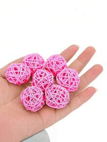 5/10/15/50pcs Wicker Balls Toys For Parrots, 3cm Diameter Parrot Foot Toys To Chew And Bite, Woven Wicker Parrot Toys - Pink - View 2