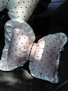 Zazumi 1pc Cute Bow Car Headrest Neck Guard, Car-Specific Backrest, Waist Support For Seat Back, Suitable For Car Seat Neck Guard