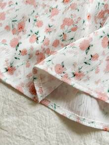 SHEIN Vintaside Kids Baby Girl Sweet Ditsy Floral Puff Sleeve Peter Pan Collar Dress, Autumn