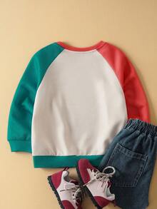 SHEIN Felix The Cat Young Boy Colorblock Cartoon Pattern Crew Neck Long Sleeve Pullover Sweatshirt - Multicolor - View 2