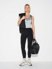 KIZN Double Layer Performance Tank Top With Contrast Black Trim Athletic Racerback Design - Light Grey - View 3