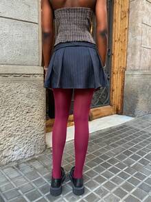 Modviera Damen Herbst/Winter gestreifte Taille Falten A-Linie Slim Fit Mini Rock - Verschiedenfarbig - Übersicht 5