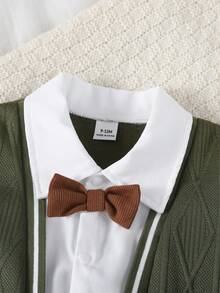 SHEIN 男婴秋季新款绅士风二合一连体衣 - 墨綠色 - 查看 6