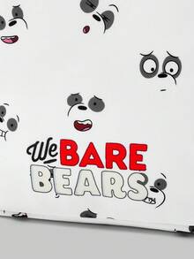 We Bare Bears X SHEIN 字母和卡通图案可爱斜挎包 - 黑與白 - 查看 3