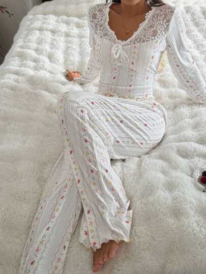 Bloemen Kanten Women Pajama Set view 5