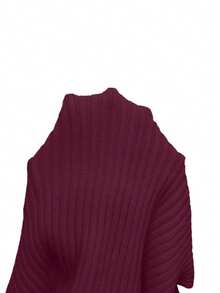 Franclia New Elegant V-Neck Design Solid Color Pullover Sweater For Women, Versatile For Autumn - Burgundy - View 7