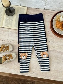 Pixure   2pcs Baby Boy Knitted Striped Bear Pattern Casual Pants Set,,Pants,,Baby Boy Clothes,ملابس شتويه - Multicolor - View 5