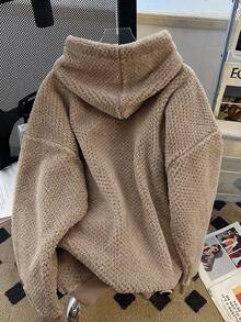 Airaco 女士休闲纯色卫衣，适合秋冬季穿着 - 卡其色 - 查看 2