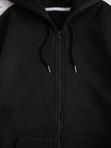 Men's Long-Sleeved Hoodie With Thermal Lining, Featuring A Print Of Forest Camping Elements And Outdoor Landscapes, Autumn/Winter - 杏色 - 查看 4