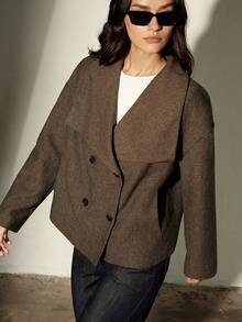 Aveloria Modichic Fashionable Design Sense Casual Turndown Collar Double-Breasted Short Coat Jacket - Multicolor - View 2
